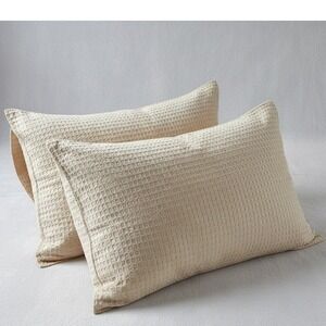 2 Lamont Home King Shams Beige Textured Cotton Pillow Covers 21x37 Portugal Made